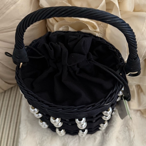 Kate Spade x Target Pearl Embellished Basket Wicker Bucket Bag - Picture 3 of 4